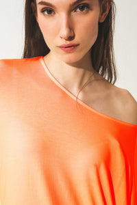 Q2 Tops One Size / Orange / China Long sleeve top in hot orange modal