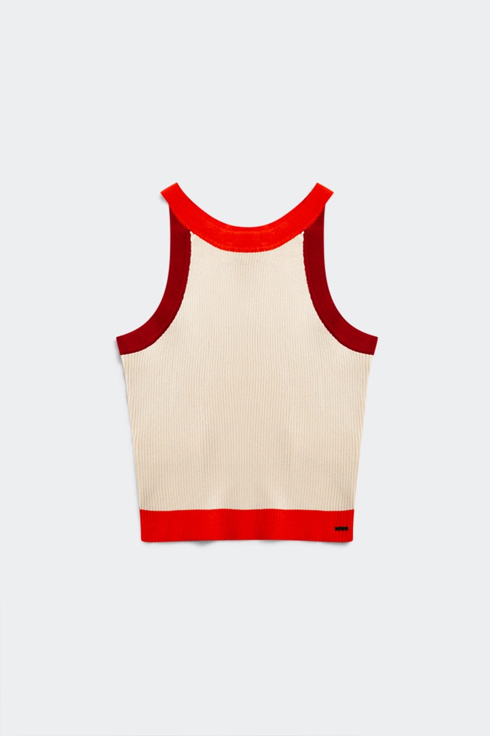 Q2 Tops Ribbed cropped vest top in red