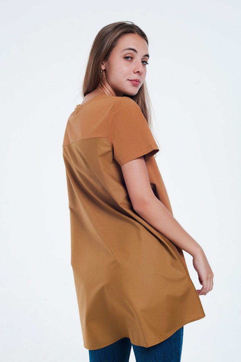 Q2 Tops T-shirt dress in brown