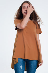 Q2 Tops T-shirt dress in brown