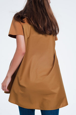 Q2 Tops T-shirt dress in brown