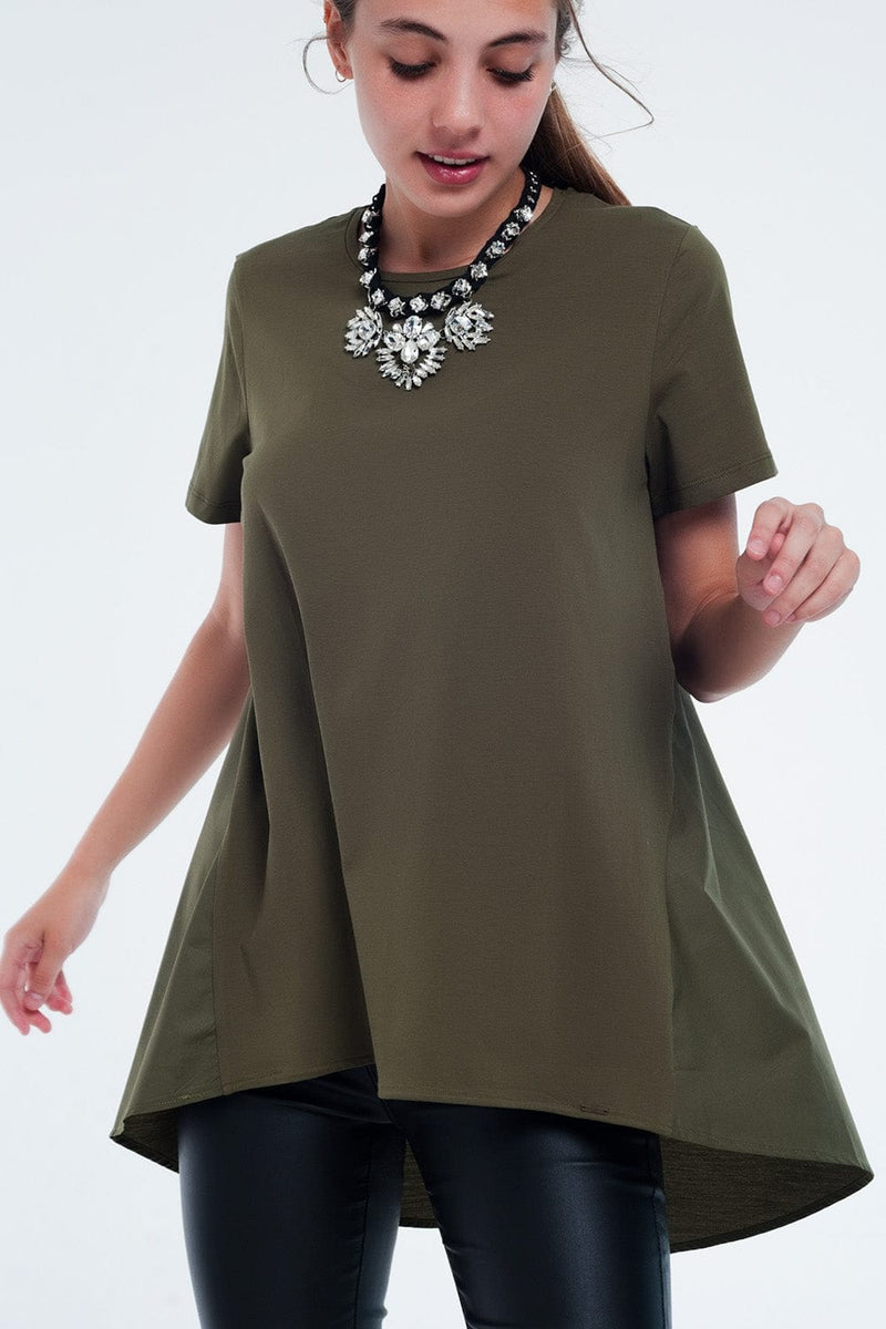 Q2 Tops T-shirt dress in khaki