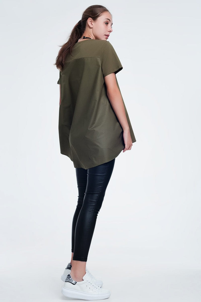 Q2 Tops T-shirt dress in khaki