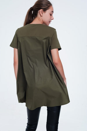 Q2 Tops T-shirt dress in khaki