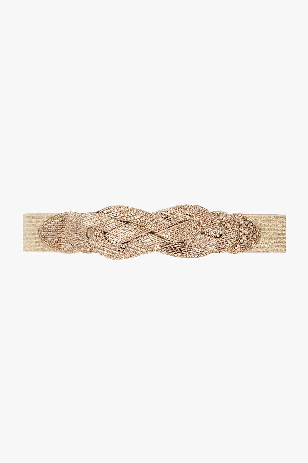 Q2 Women's Belt One Size / Pink Cream Belt With Rose Gold Woven Detail