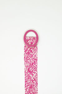 Q2 Women's Belt One Size / Pink Round Buckle Braided Belt In Pink