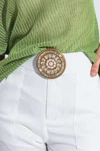Q2 Women's Belt One Size / White White Belt With Embellishments On Belt Buckle