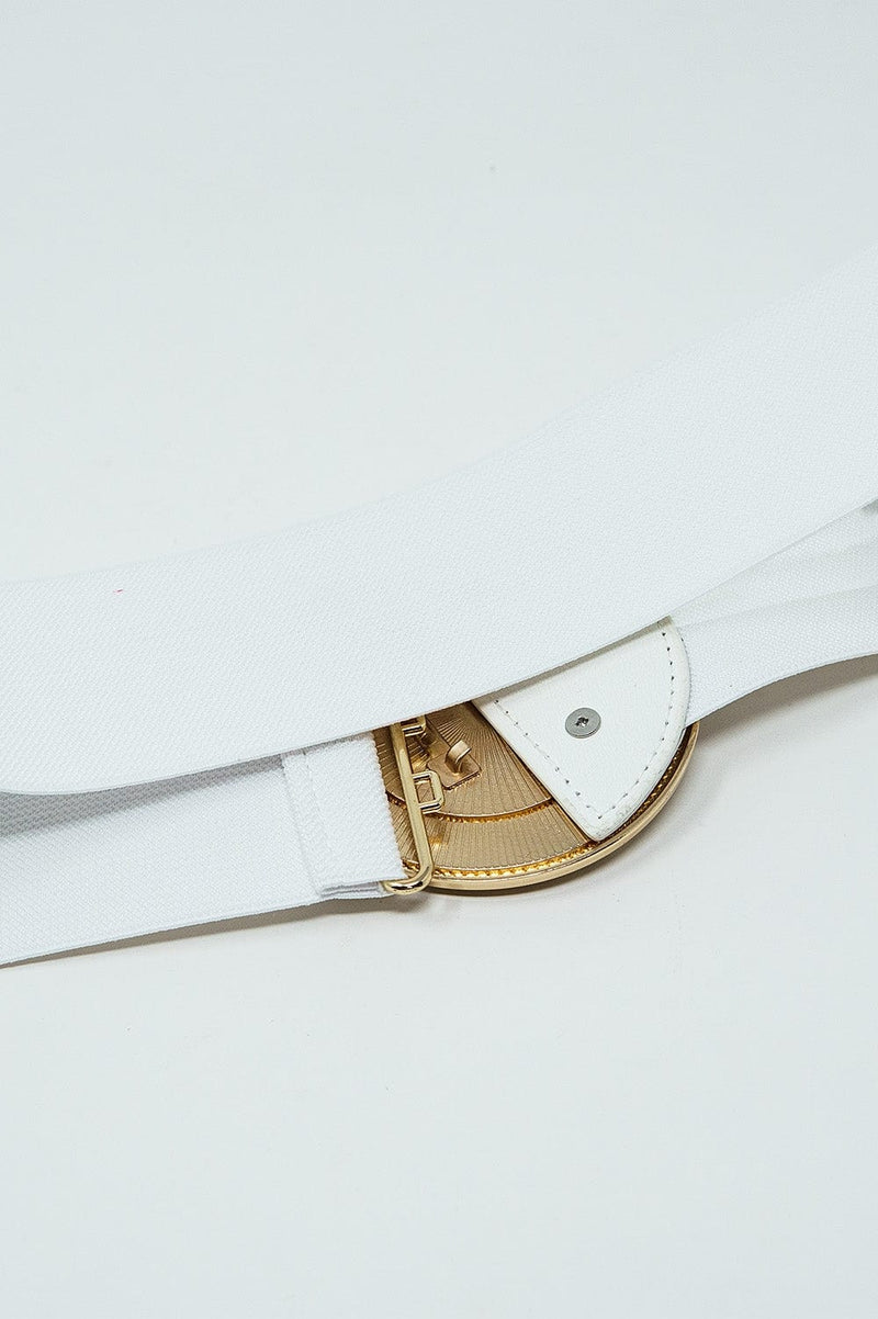 Q2 Women's Belt One Size / White White Belt With Embellishments On Belt Buckle