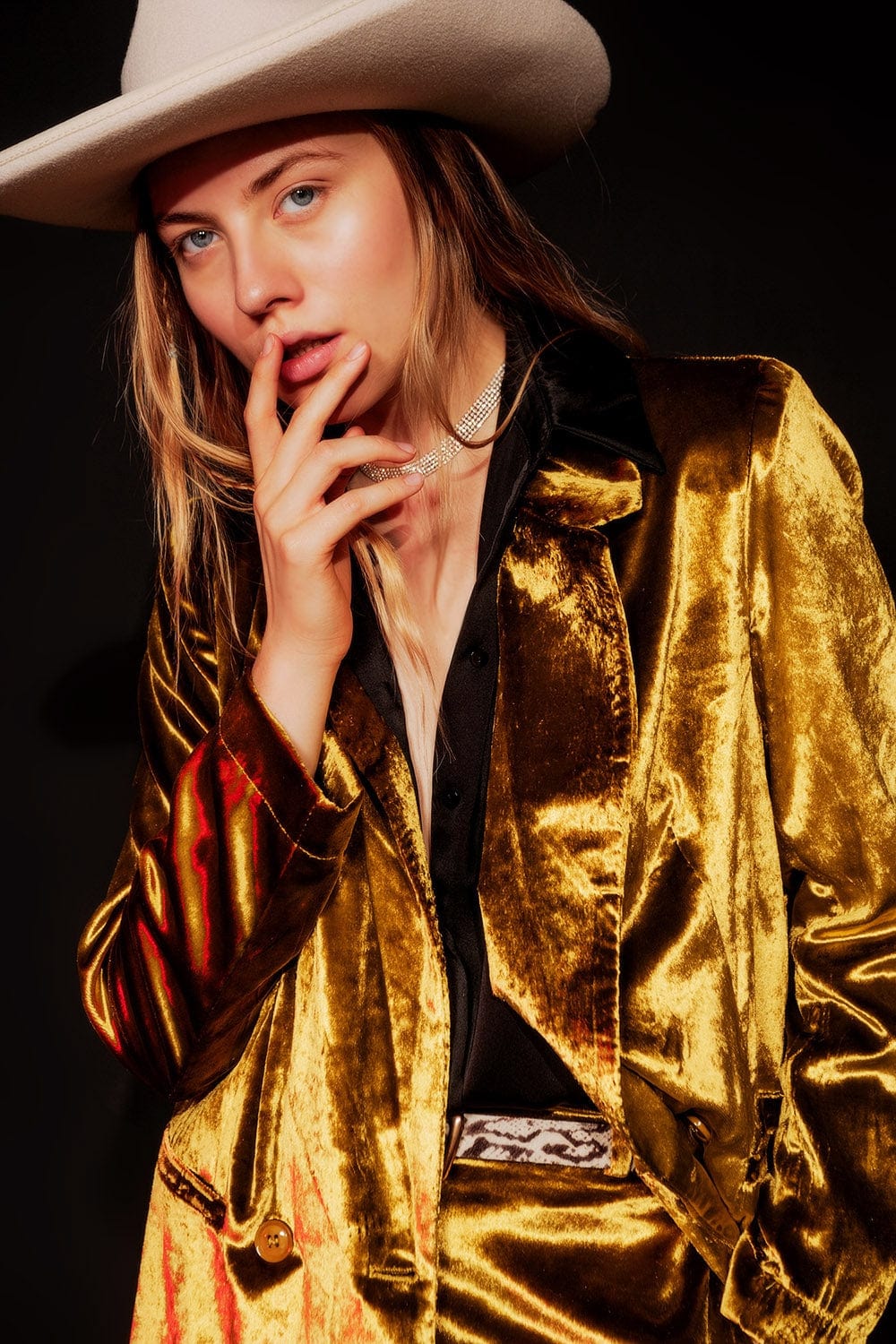 Q2 Women's Blazer Lime Green Velvet Oversized Blazer