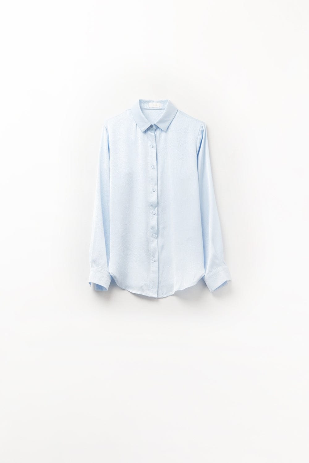 Q2 Women's Blouse Baby Blue Buttoned Shirt In Satin