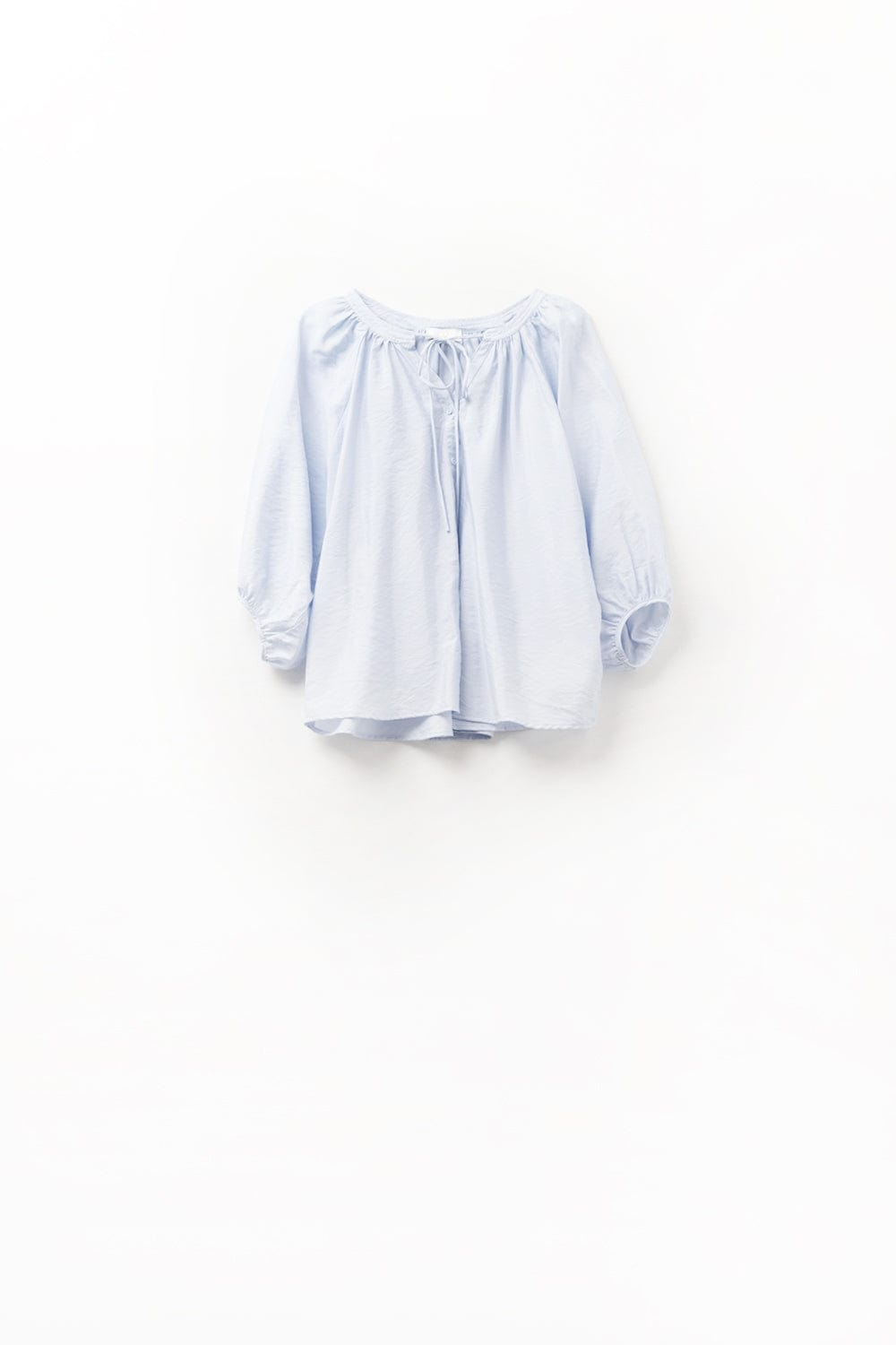Q2 Women's Blouse Baby Blue Chiffon Top With Puffed Sleeves