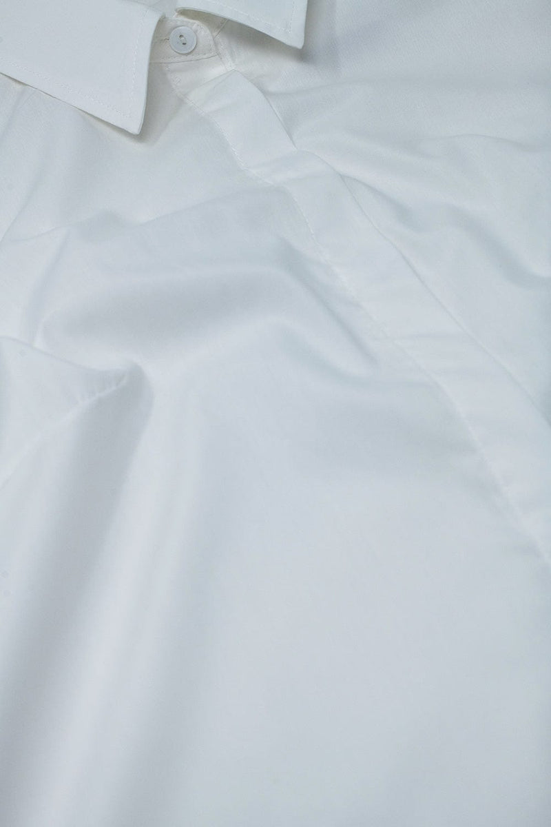Q2 Women's Blouse Basic Poplin White Shirt With Balloon Long Sleeves