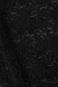 Q2 Women's Blouse Black Lace Top With Long Flared Sleeves And Ruffles