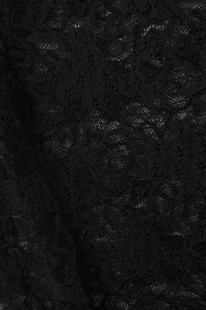 Q2 Women's Blouse Black Lace Top With Long Flared Sleeves And Ruffles