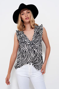 Q2 Women's Blouse Blouse in Zebra Print