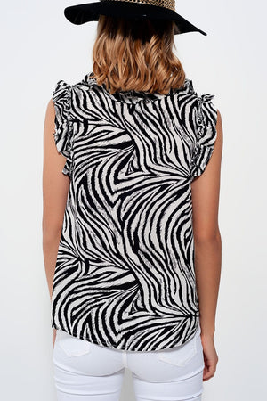Q2 Women's Blouse Blouse in Zebra Print
