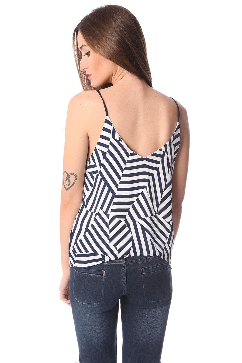 Q2 Women's Blouse Blue geo print cami top