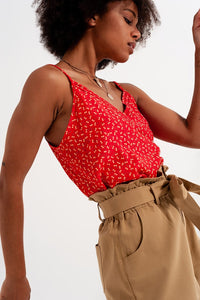 Q2 Women's Blouse Cherry Top in Red