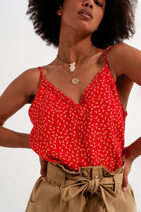 Q2 Women's Blouse Cherry Top in Red