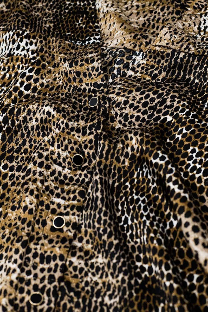 Q2 Women's Blouse Chiffon Blouse In Brown Leopard Print