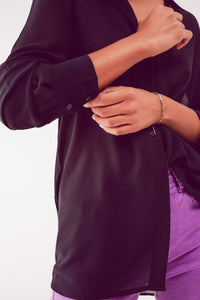 Q2 Women's Blouse Chiffon Shirt in Black