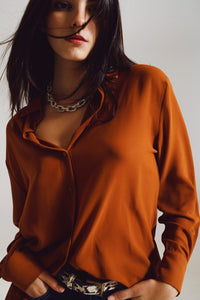 Q2 Women's Blouse Chiffon Shirt In Camel Color