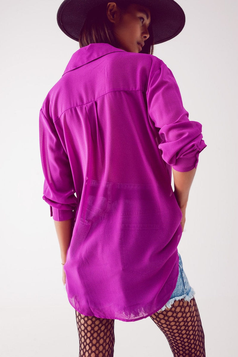 Q2 Women's Blouse Chiffon Shirt in Purple