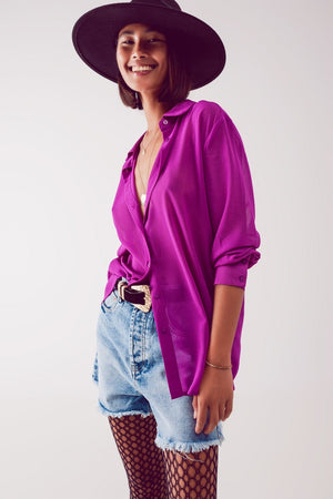 Q2 Women's Blouse Chiffon Shirt in Purple