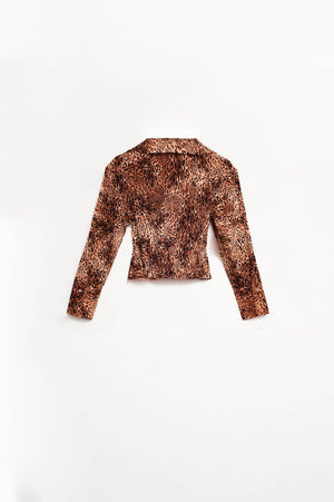 Q2 Women's Blouse Cropped Shirt in Leopard