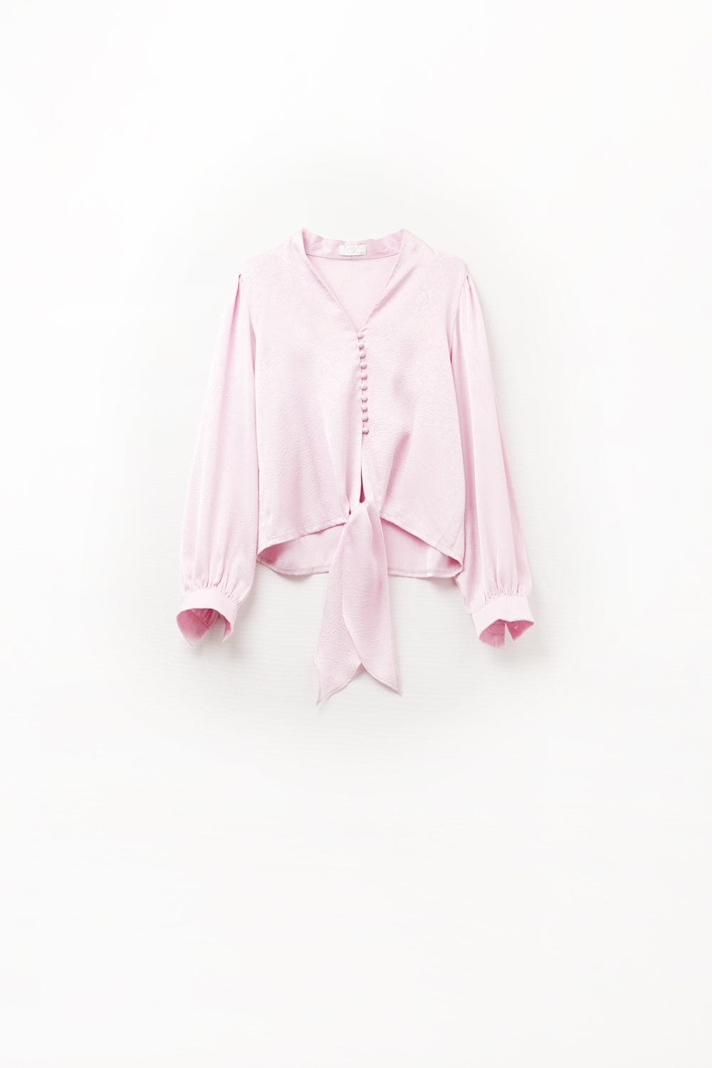 Q2 Women's Blouse Cropped Shirt In Pink Featuring Knot
