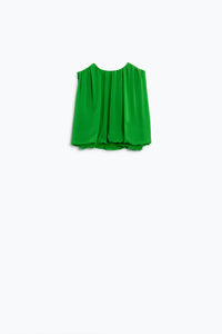 Q2 Women's Blouse Green Chiffon Top With Ruche Design