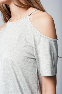 Q2 Women's Blouse Grey cold shoulder top