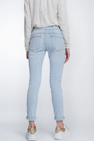 Q2 Women's Blouse Jogger Jeans in Lightwash