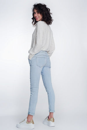 Q2 Women's Blouse Jogger Jeans in Lightwash