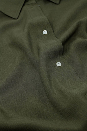 Q2 Women's Blouse Khaki Button Up Blouse With Polo Collar