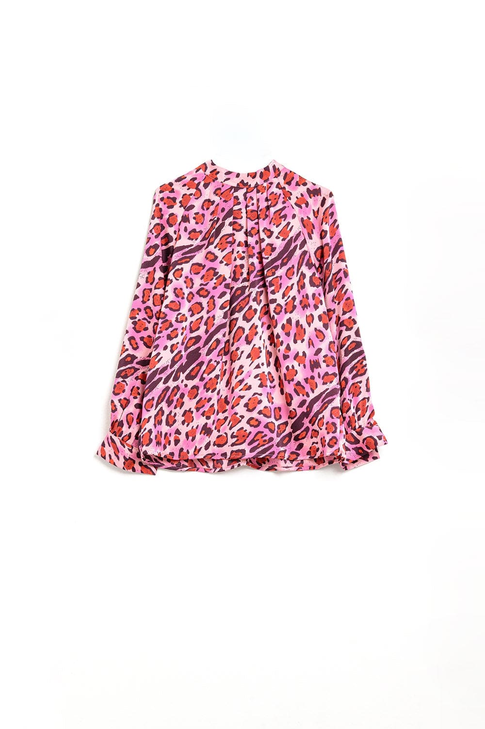 Q2 Women's Blouse Long Sleeved Blouse In Trendy Fuchsia Leopard Print