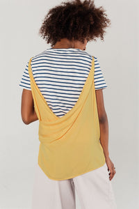 Q2 Women's Blouse Mustard top with open back detail