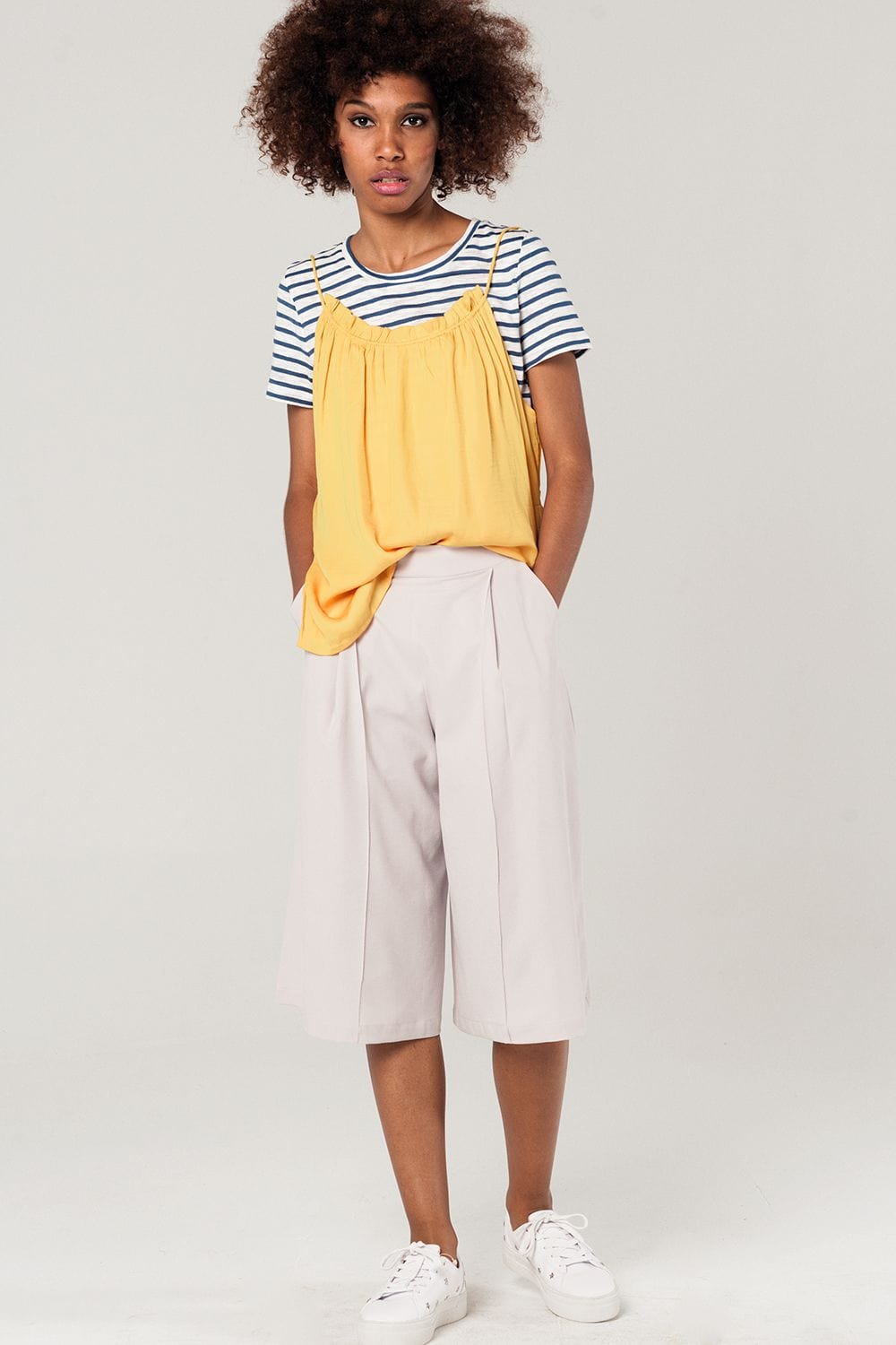 Q2 Women's Blouse Mustard top with open back detail