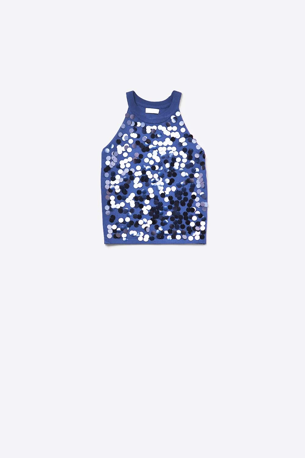 Q2 Women's Blouse One Size / Blue Navy Knit Top With Sequin Detail