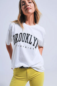 Q2 Women's Blouse One Size / White / China Brooklyn T-Shirt in White