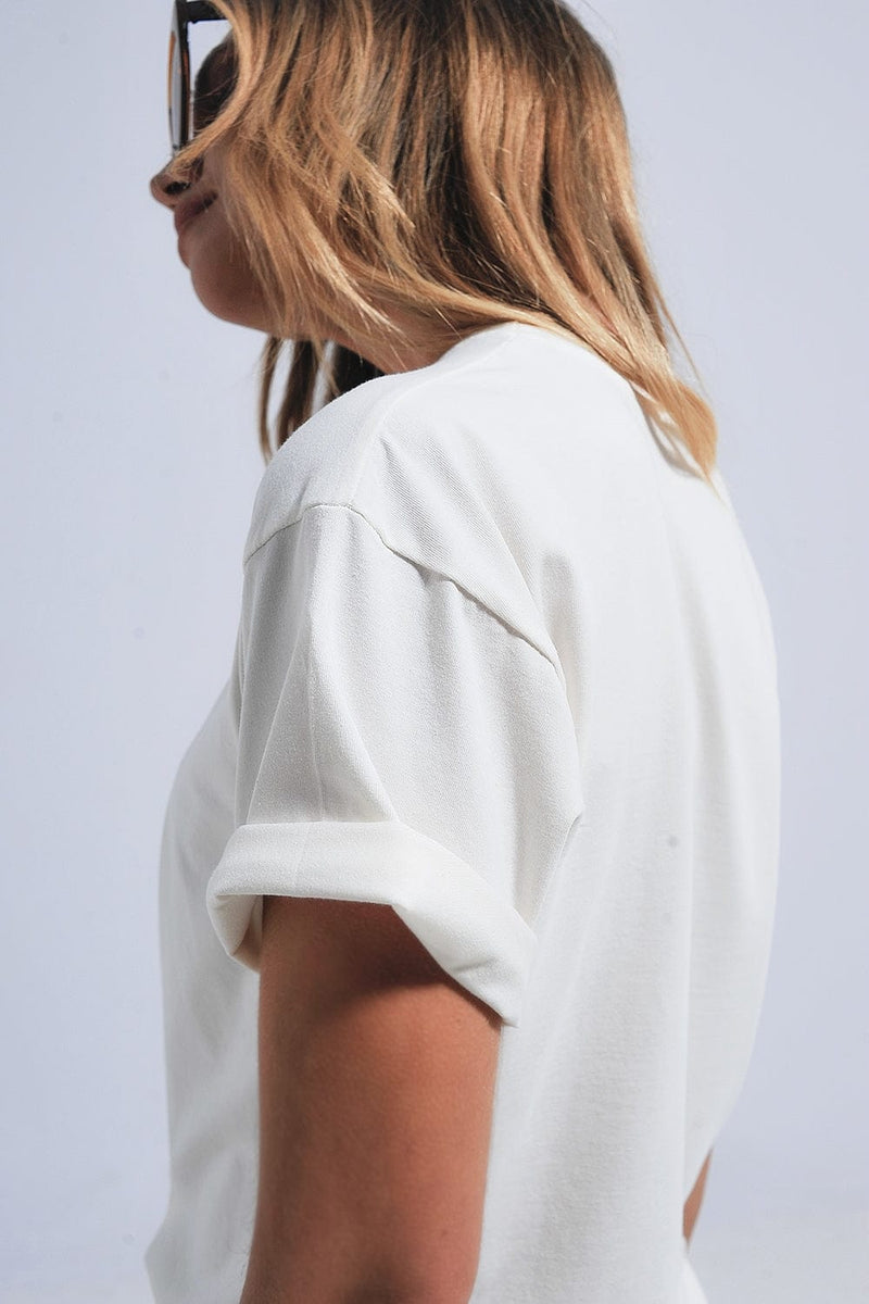Q2 Women's Blouse One Size / White / China Indiana Hawkins Tiger Short Sleeve T-Shirt