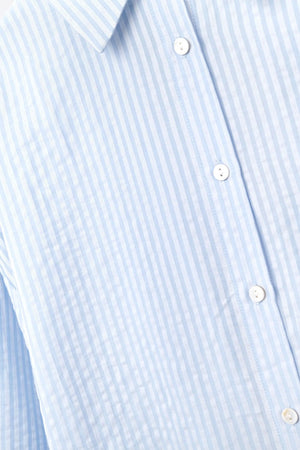 Q2 Women's Blouse Oversized Baby Blue Shirt With Bow In The Back