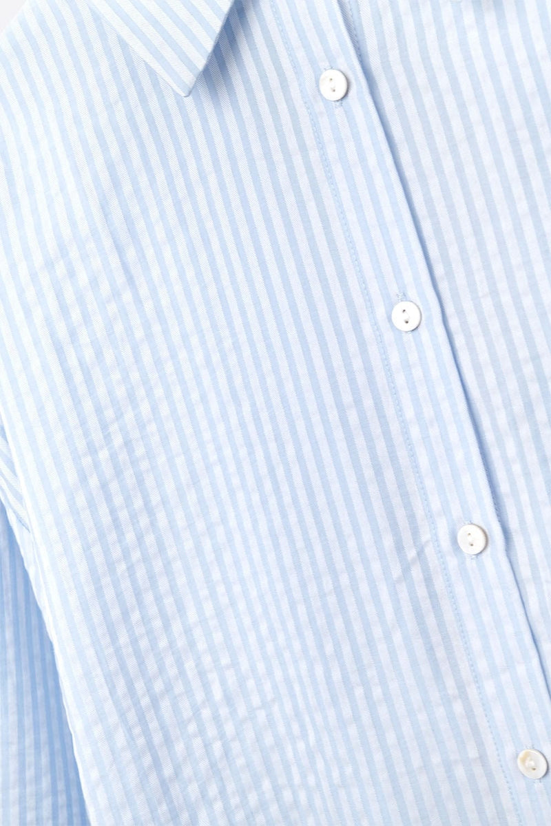 Q2 Women's Blouse Oversized Baby Blue Shirt With Bow In The Back