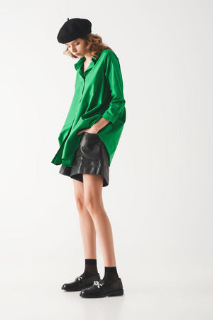 Q2 Women's Blouse Oversized Shirt in Bold Green