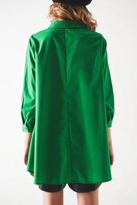 Q2 Women's Blouse Oversized Shirt in Bold Green