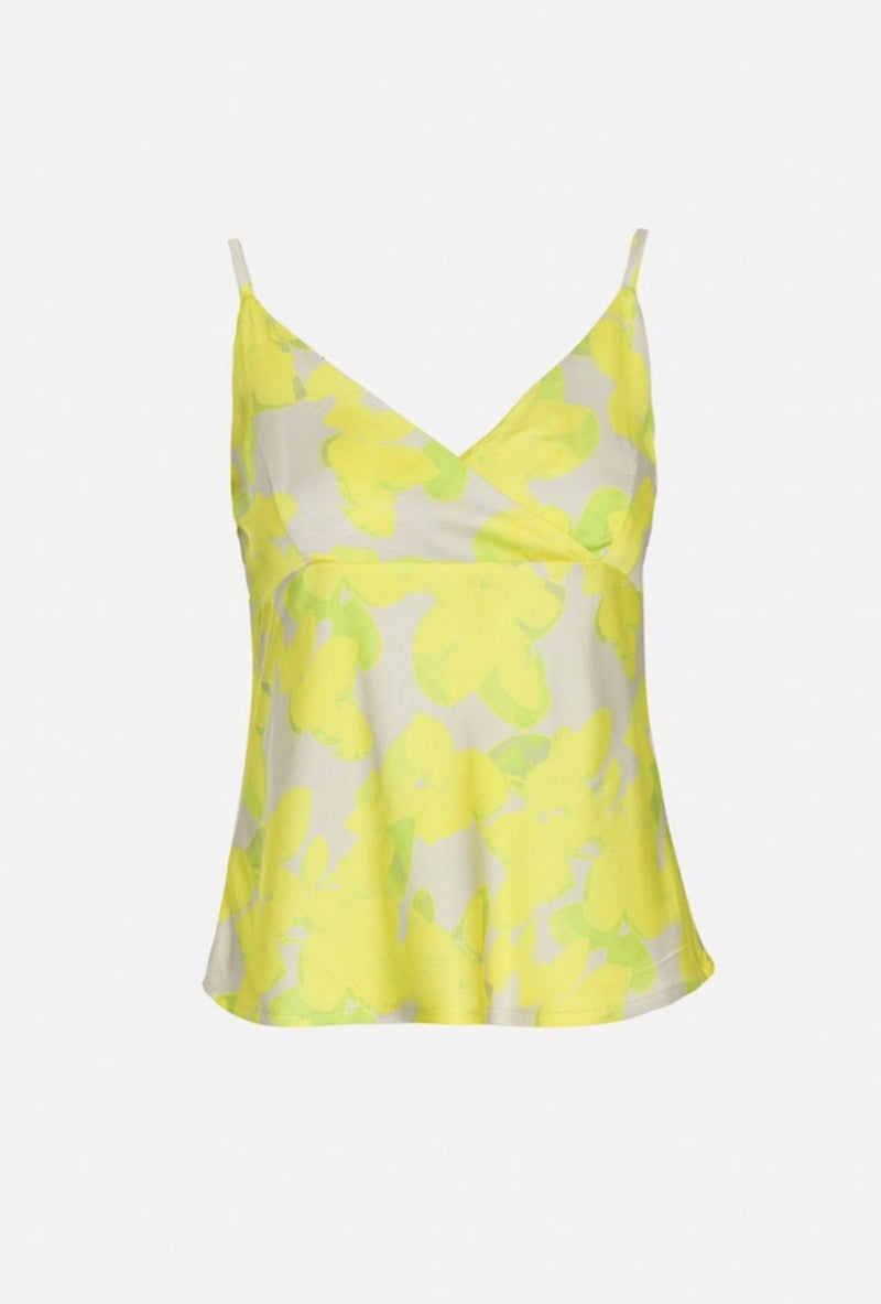 Q2 Women's Blouse Print Cami Top in Lemon Yellow