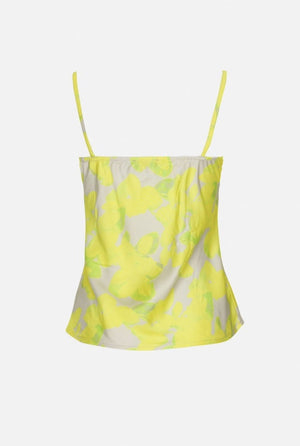 Q2 Women's Blouse Print Cami Top in Lemon Yellow