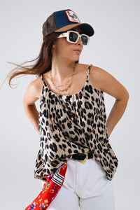 Q2 Women's Blouse Relaxed Cami Top In Leopard Print