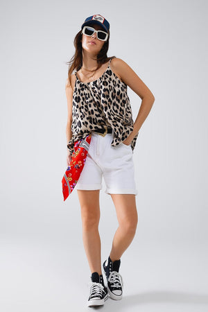 Q2 Women's Blouse Relaxed Cami Top In Leopard Print