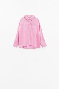 Q2 Women's Blouse Relaxed Thin Stripe Shirt In Pink